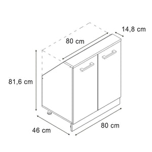 Vicco Mobile sottotetto Calcestruzzo nero/quercia dorata con 2 porte
