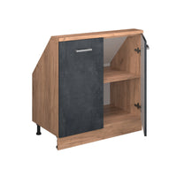 Vicco Mobile cucina sottotetto Calcestruzzo nero/quercia dorata 80 cm con 2 porte