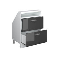 Vicco Mobile cucina sottotetto Antracite lucido/bianco 60 cm con 2 cassetti
