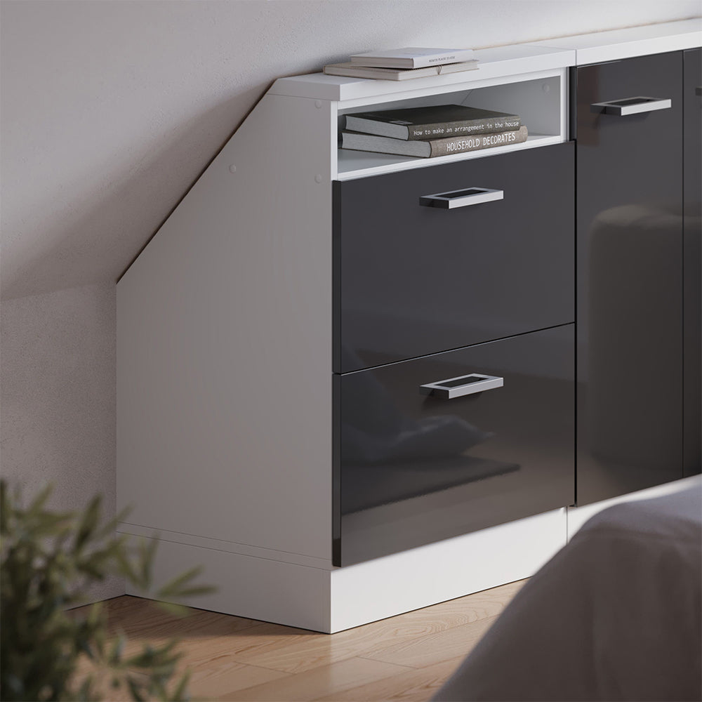 Vicco Mobile sottotetto Antracite lucido/bianco con 2 cassetti