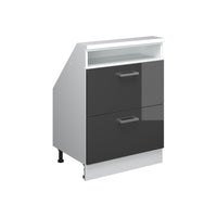 Vicco Mobile cucina sottotetto Antracite lucido/bianco 60 cm con 2 cassetti