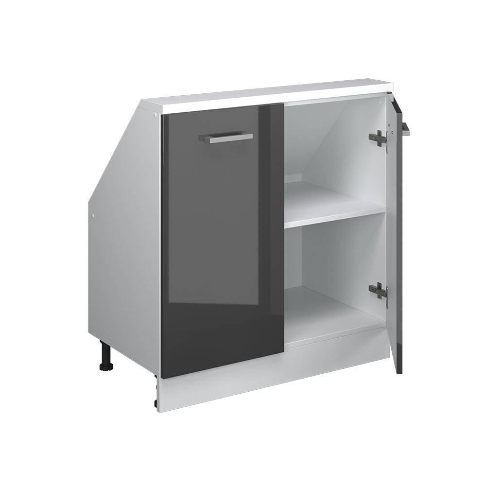 Vicco Mobile cucina sottotetto Antracite lucido/bianco 80 cm con 2 porte