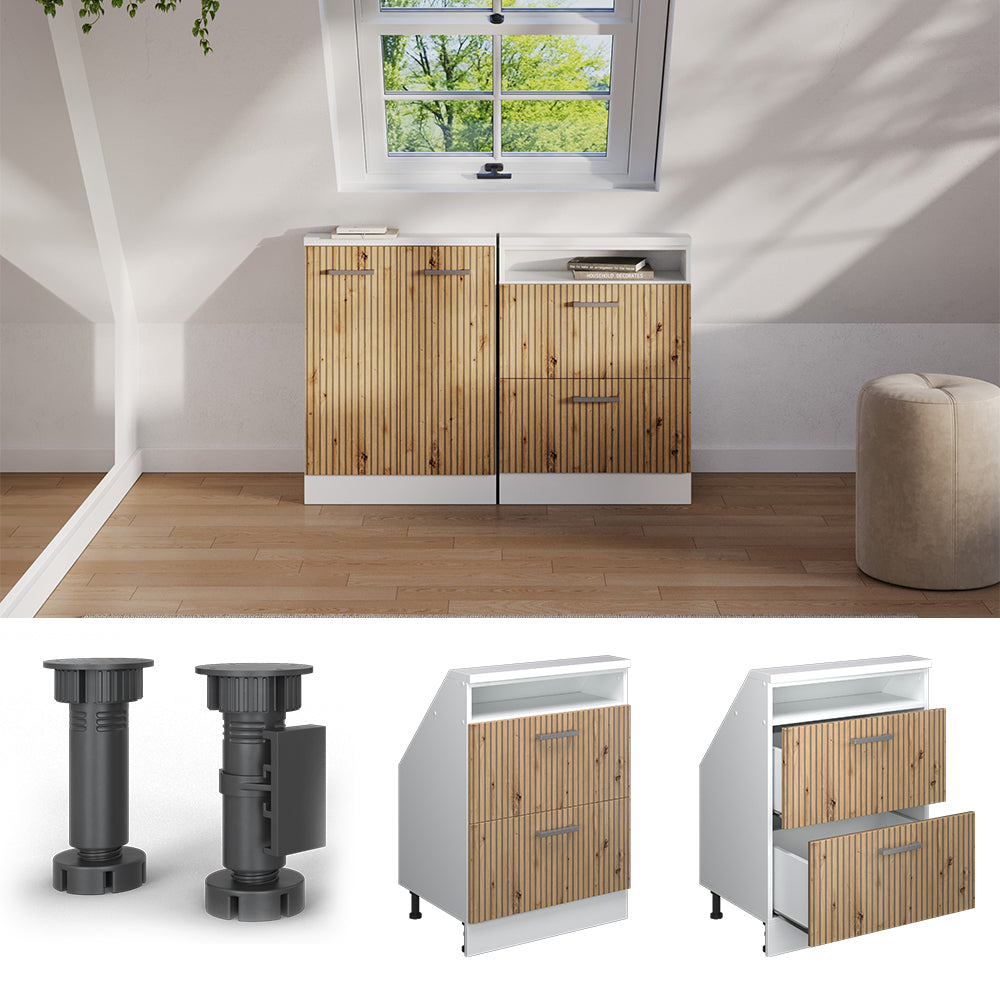 Vicco Mobile sottotetto Rovere artigianale/bianco con 2 cassetti