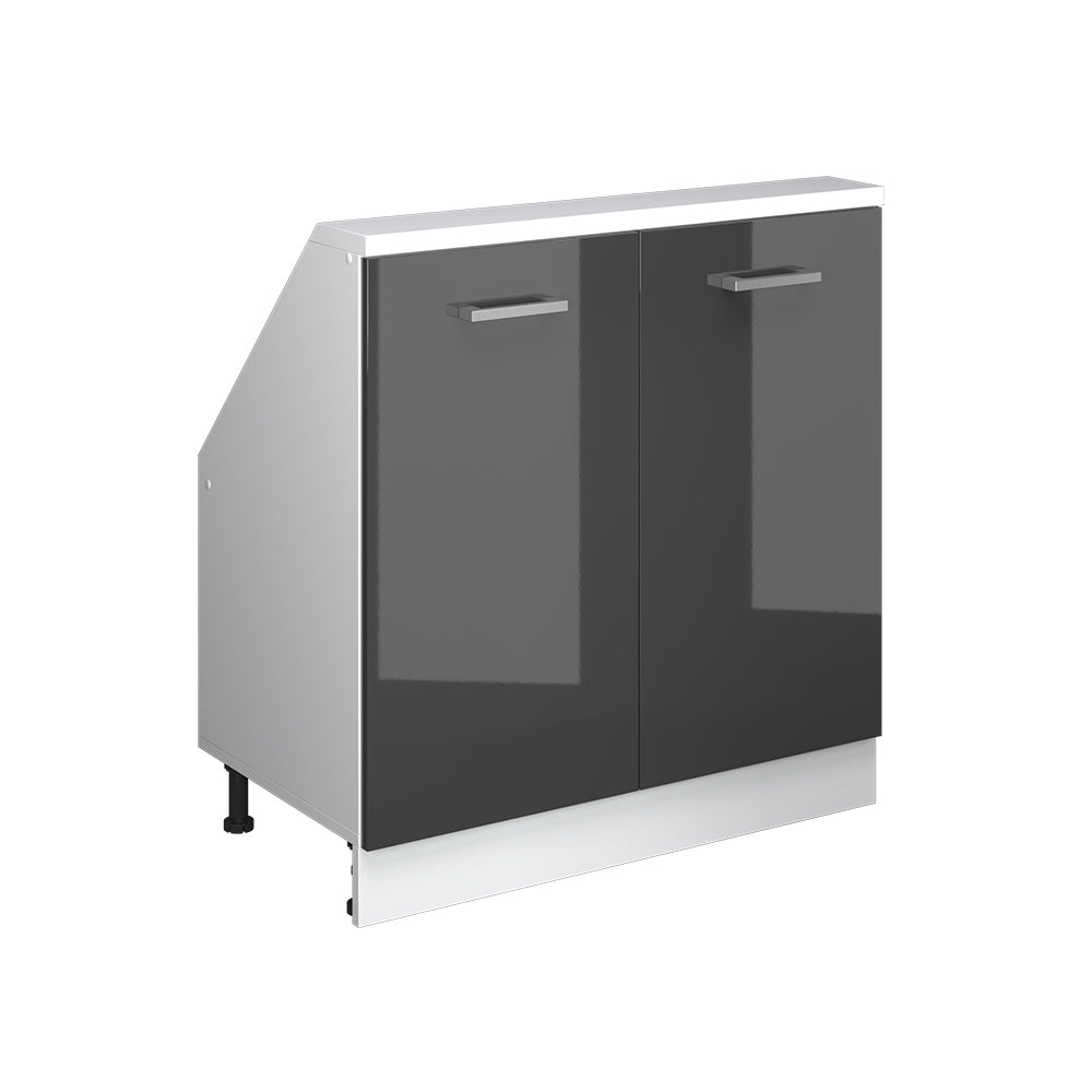 Vicco Mobile cucina sottotetto Antracite lucido/bianco 80 cm con 2 porte