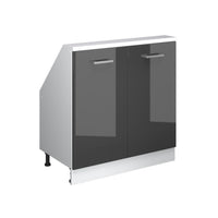 Vicco Mobile cucina sottotetto Antracite lucido/bianco 80 cm con 2 porte
