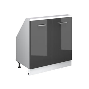 Vicco Mobile cucina sottotetto Antracite lucido/bianco 80 cm con 2 porte