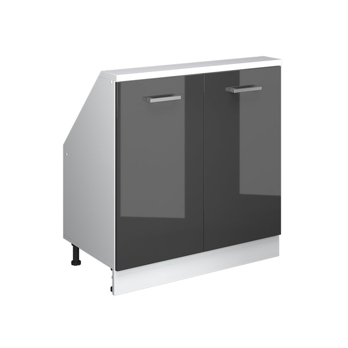 Vicco Mobile cucina sottotetto Antracite lucido/bianco 80 cm con 2 porte