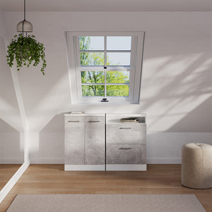 Vicco Mobile sottotetto Cemento/Bianco con 2 cassetti