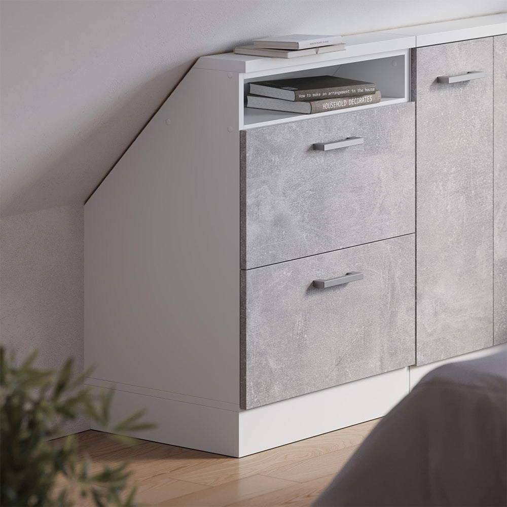 Vicco Mobile sottotetto Cemento/Bianco con 2 cassetti