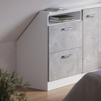 Vicco Mobile sottotetto Cemento/Bianco con 2 cassetti