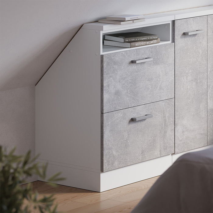 Vicco Mobile sottotetto Cemento/Bianco con 2 cassetti