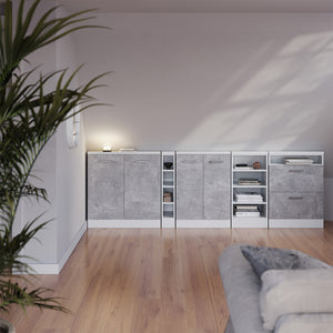 Vicco Mobile cucina sottotetto Cemento/Bianco 60 cm con 2 cassetti