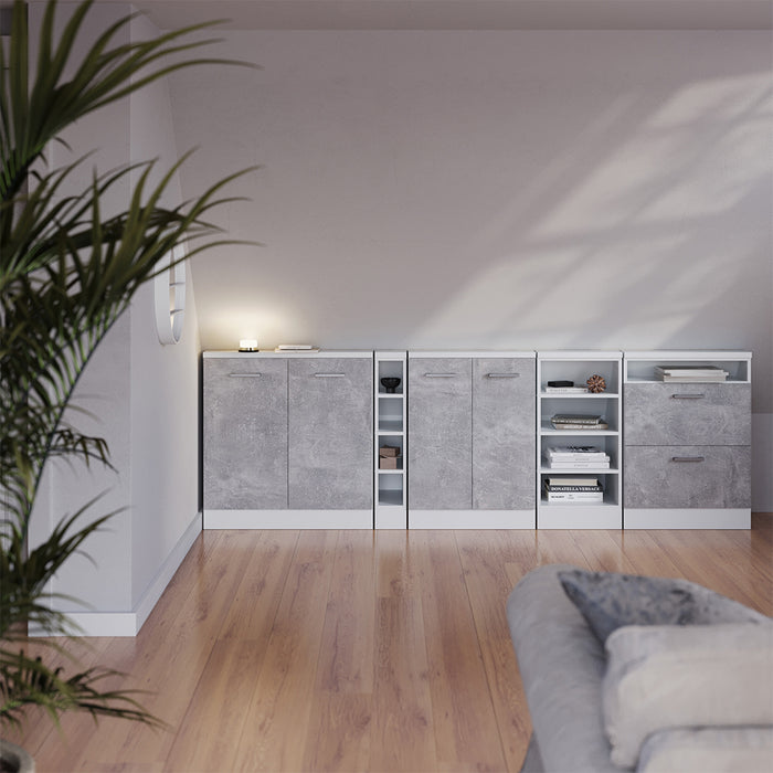 Vicco Mobile cucina sottotetto Cemento/Bianco 60 cm con 2 cassetti