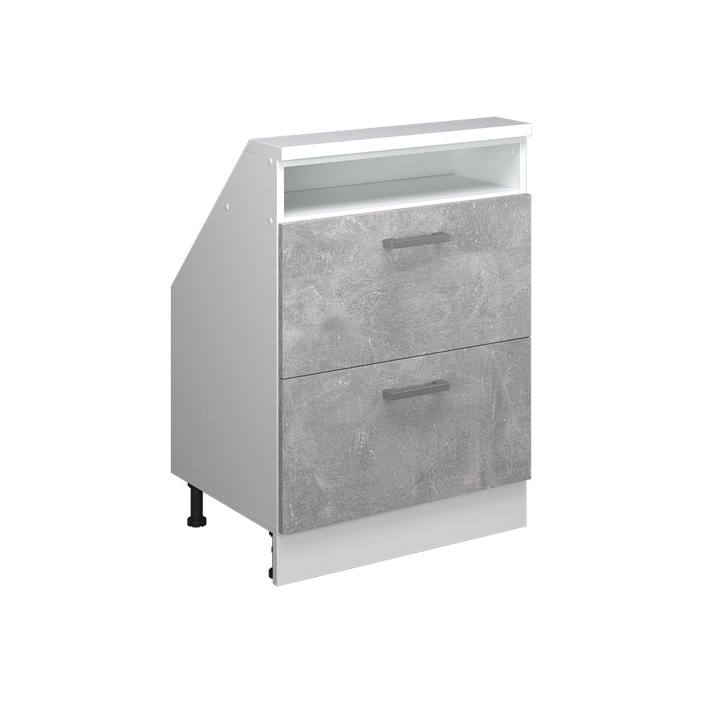 Vicco Mobile cucina sottotetto Cemento/Bianco 60 cm con 2 cassetti