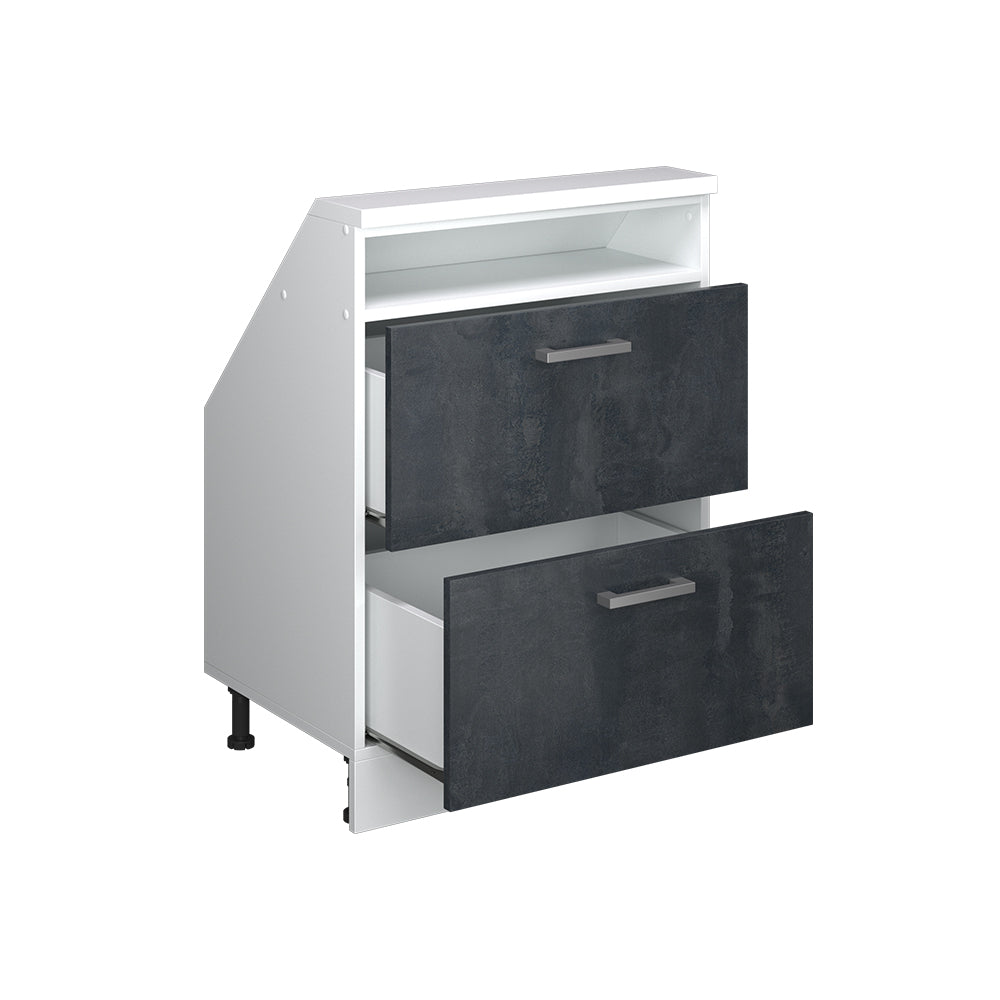 Vicco Mobile sottotetto Nero cemento/bianco con 2 cassetti