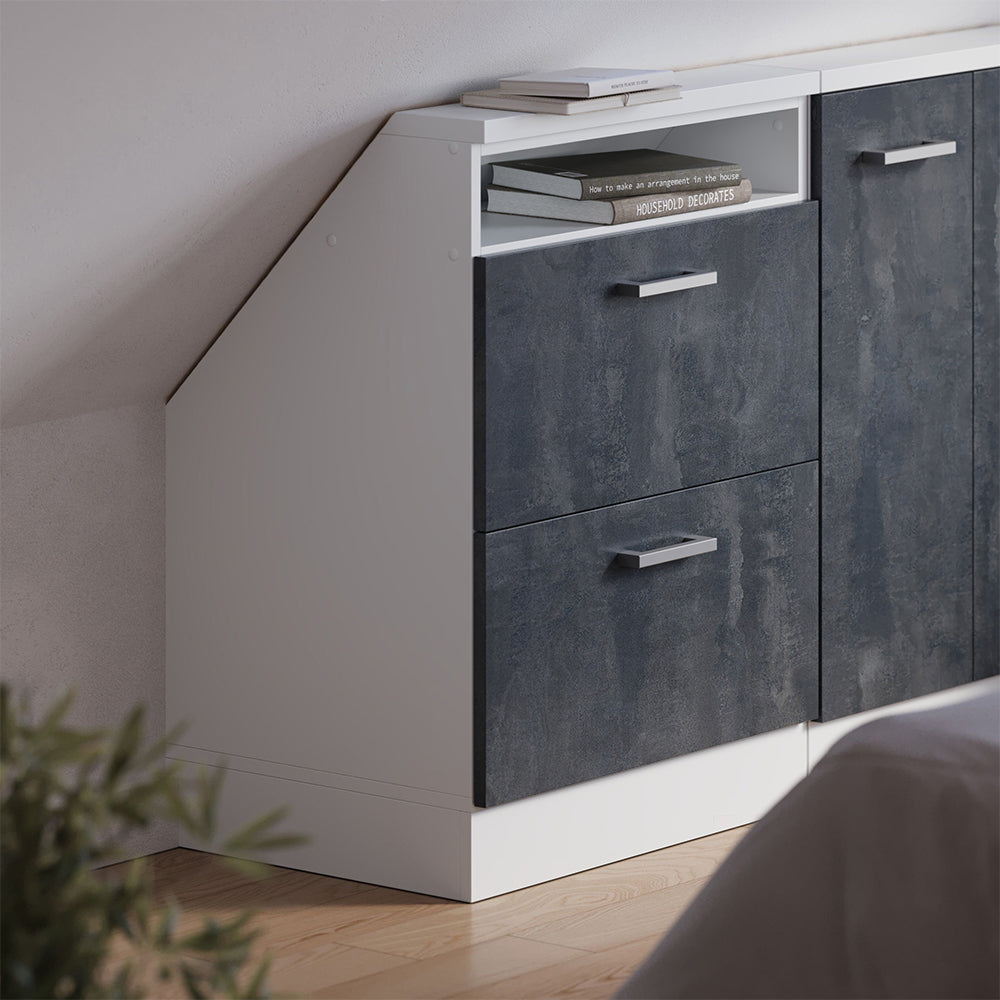 Vicco Mobile sottotetto Nero cemento/bianco con 2 cassetti