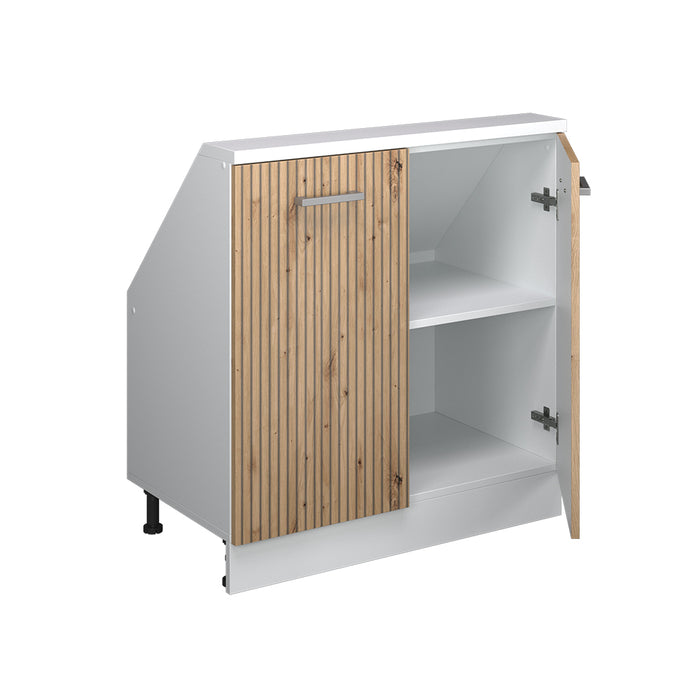 Vicco Mobile cucina sottotetto Rovere artigianale/bianco 80 cm con 2 porte