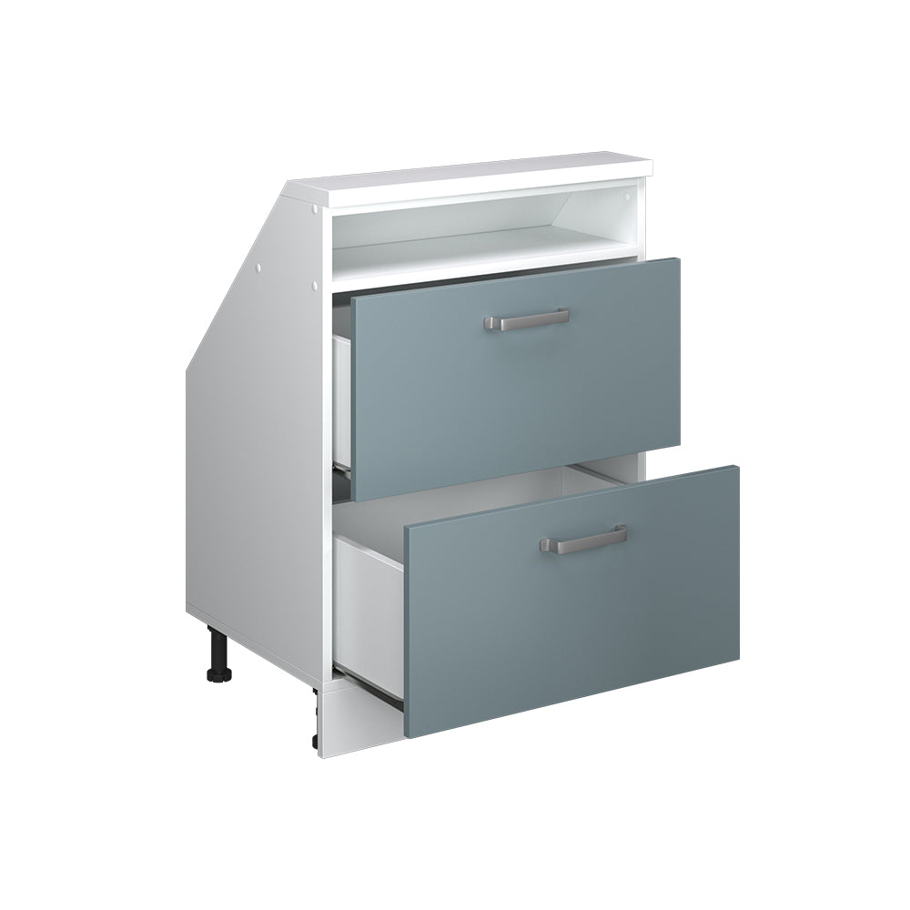 Vicco Mobile cucina sottotetto Blu-grigio/bianco 60 cm con 2 cassetti