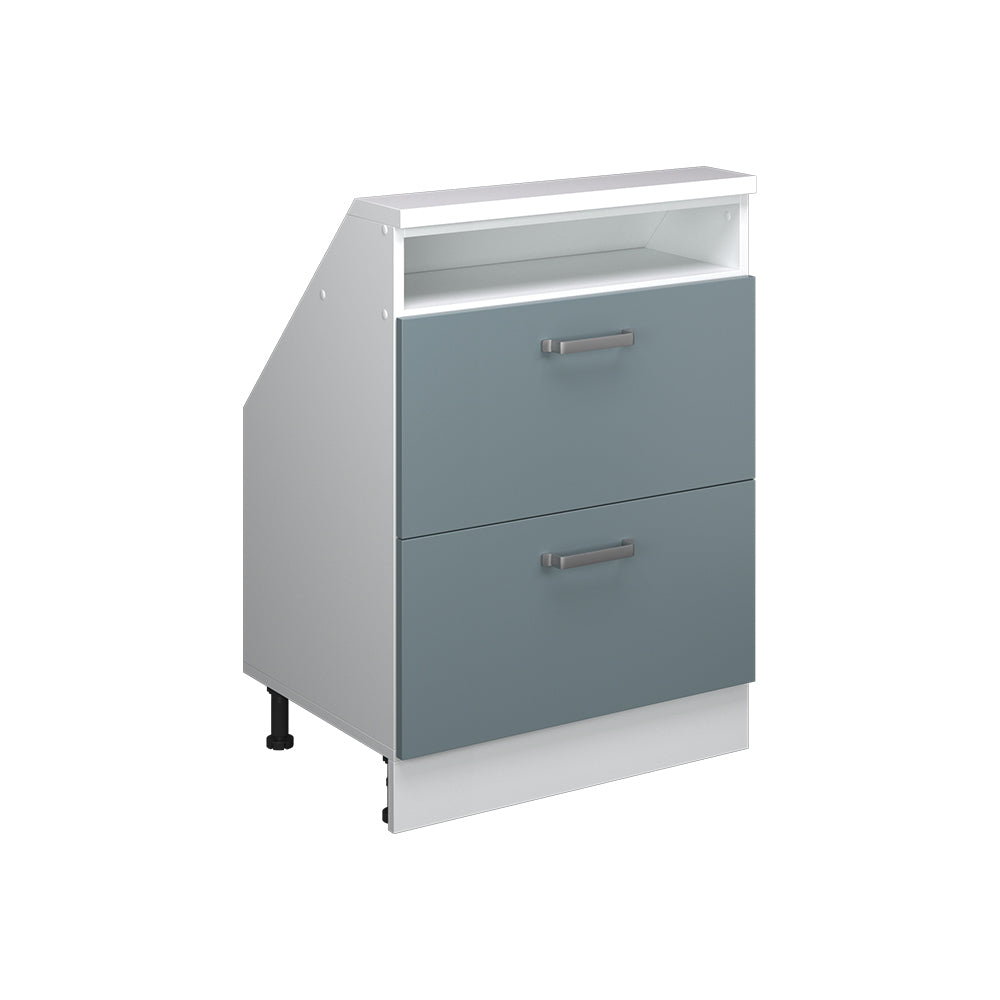 Vicco Mobile cucina sottotetto Blu-grigio/bianco 60 cm con 2 cassetti