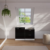 Vicco Mobile sottotetto Rovere nero lucido/bianco con 2 cassetti