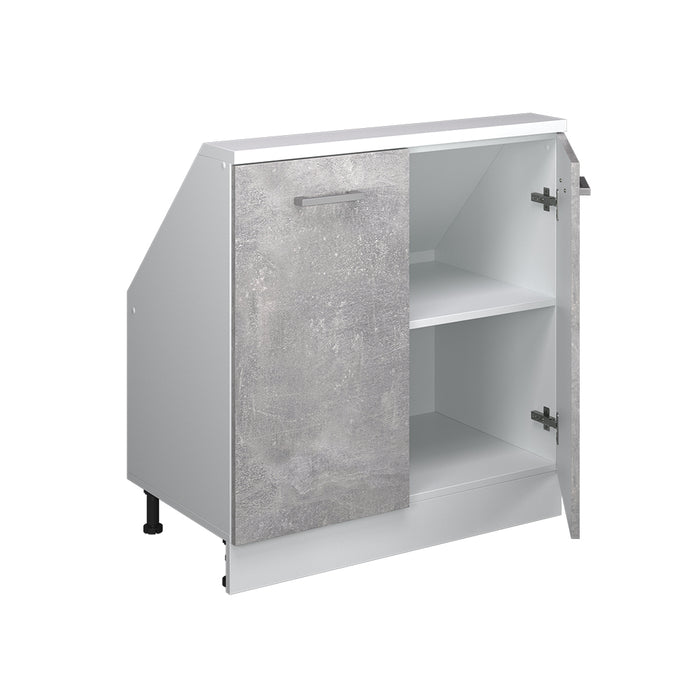 Vicco Mobile cucina sottotetto Cemento/Bianco 80 cm con 2 porte