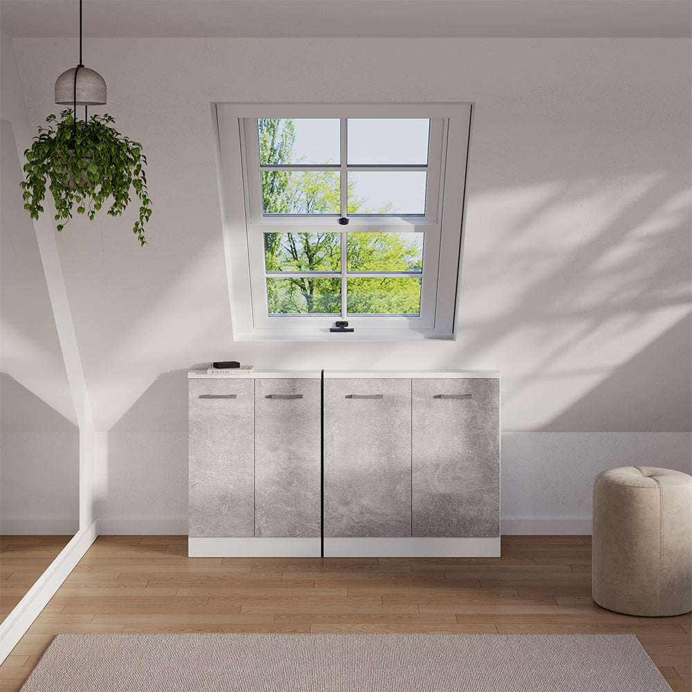 Vicco Mobile sottotetto Cemento/Bianco con 2 porte