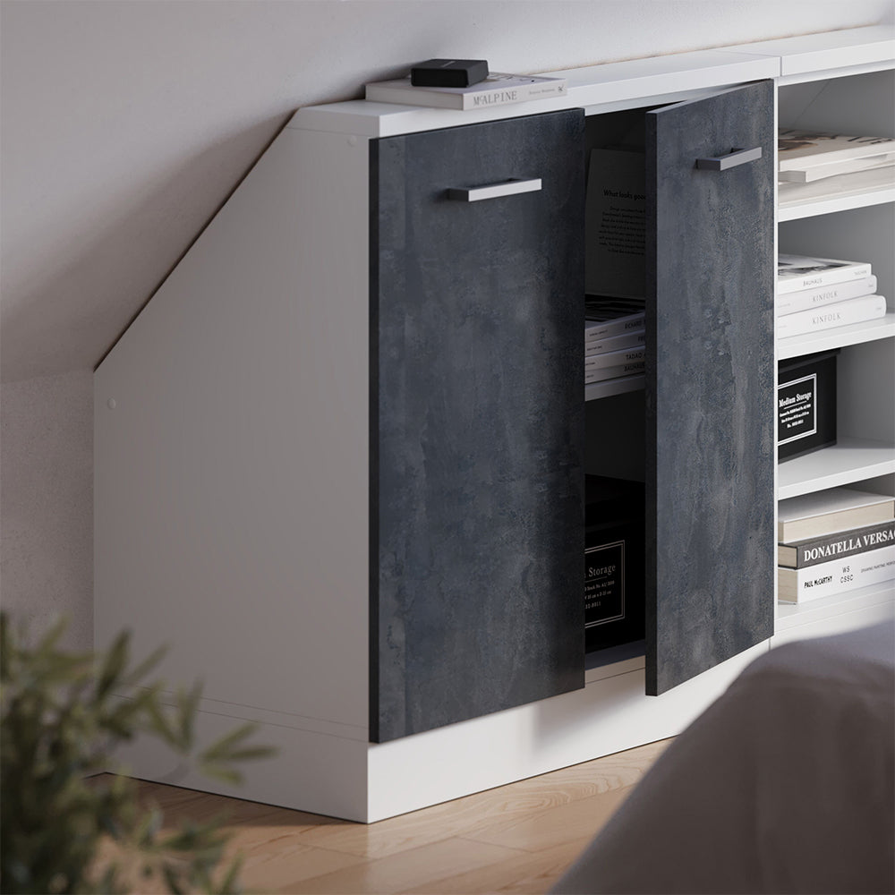 Vicco Mobile sottotetto Nero cemento/bianco con 2 porte