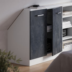 Vicco Mobile sottotetto Nero cemento/bianco con 2 porte