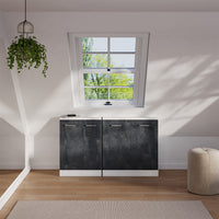 Vicco Mobile sottotetto Nero cemento/bianco con 2 porte