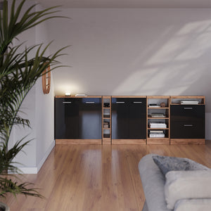 Vicco Mobile cucina sottotetto Antracite lucido/oro power oak 60 cm con 2 cassetti