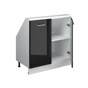 Vicco Mobile cucina sottotetto Nero lucido 80 cm con 2 porte
