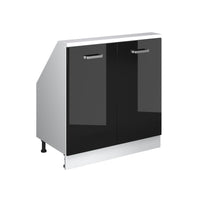 Vicco Mobile cucina sottotetto Nero lucido 80 cm con 2 porte
