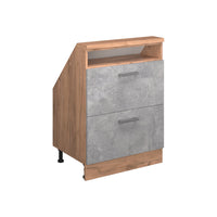 Vicco Mobile cucina sottotetto Calcestruzzo/quercia dorata 60 cm con 2 cassetti