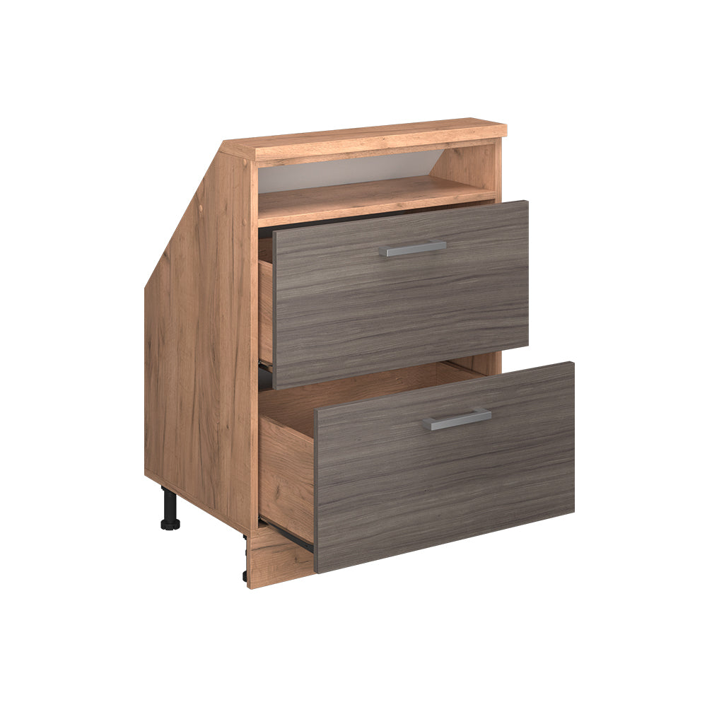 Vicco Mobile cucina sottotetto Grigio nobile/rovere dorato 60 cm con 2 cassetti