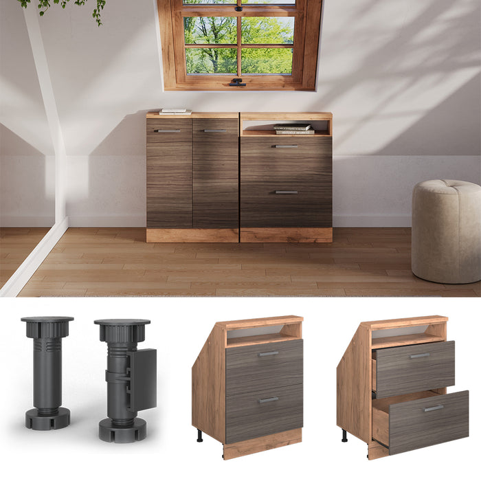 Vicco Mobile sottotetto Grigio nobile/rovere dorato con 2 cassetti