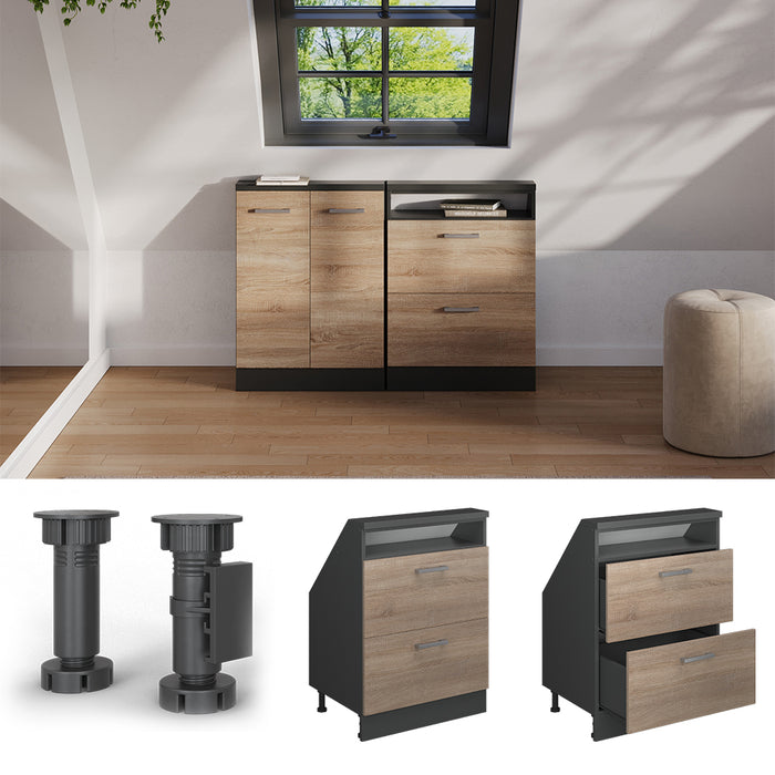 Vicco Mobile sottotetto Sonoma/antracite con 2 cassetti