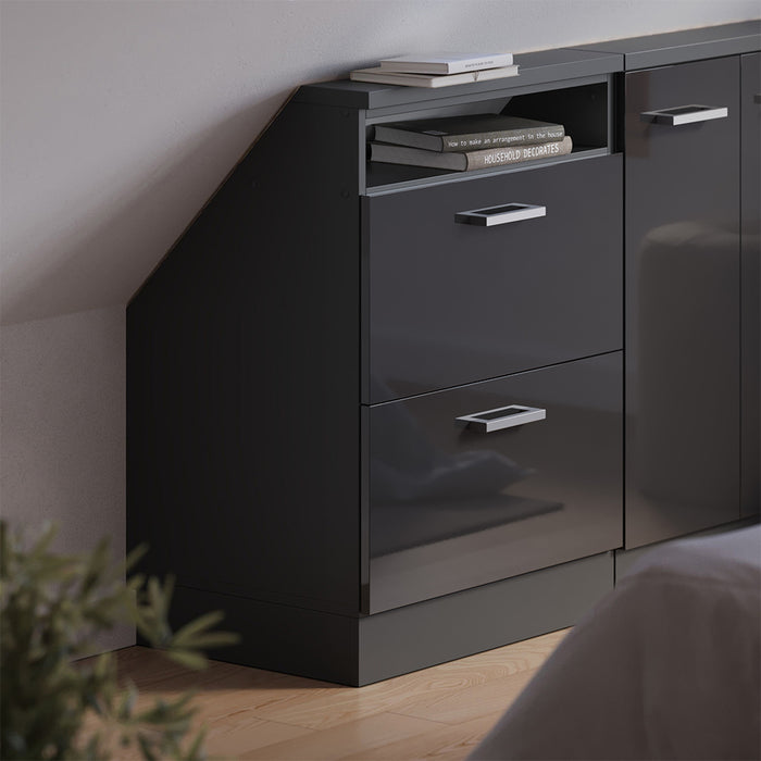 Vicco Mobile sottotetto Antracite lucido/antracite con 2 cassetti