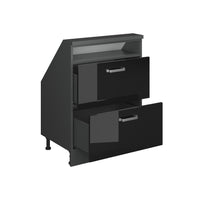 Vicco Mobile cucina sottotetto Nero lucido/antracite 60 cm con 2 cassetti