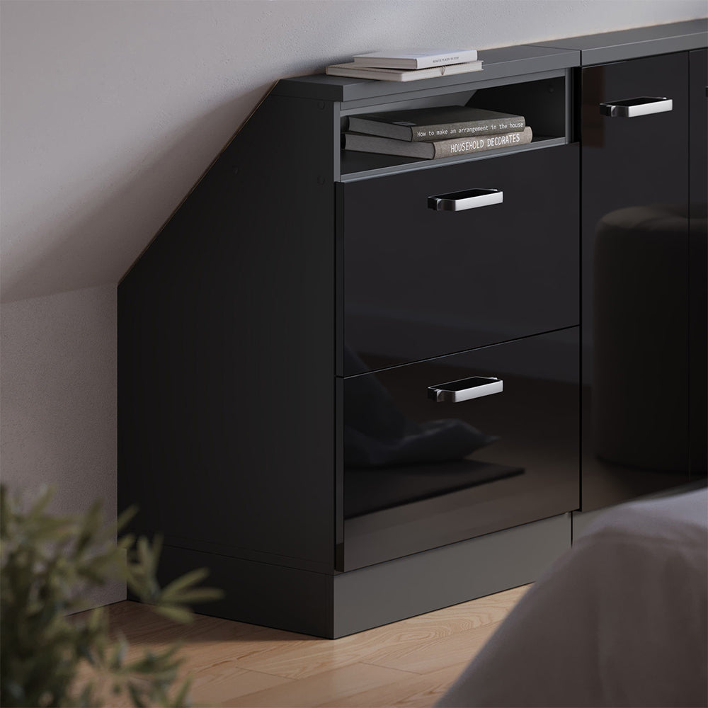 Vicco Mobile sottotetto Nero lucido/antracite con 2 cassetti
