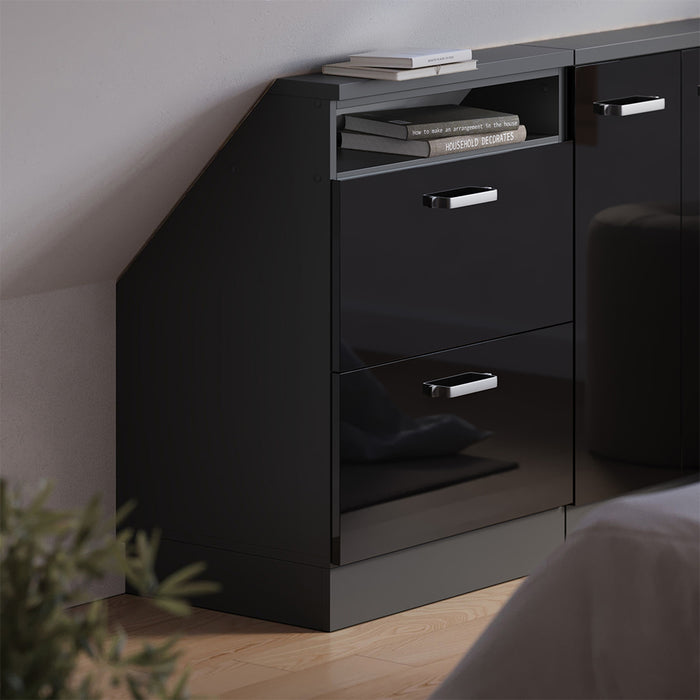 Vicco Mobile sottotetto Nero lucido/antracite con 2 cassetti