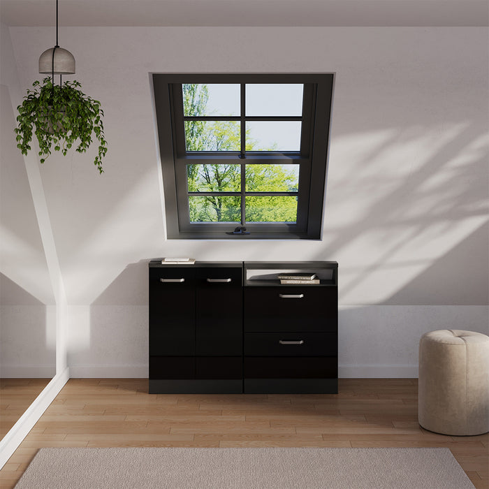 Vicco Mobile sottotetto Nero lucido/antracite con 2 cassetti