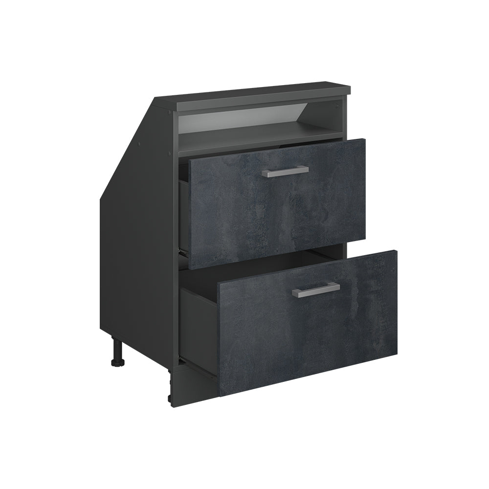 Vicco Mobile cucina sottotetto Calcestruzzo nero/antracite 60 cm con 2 cassetti