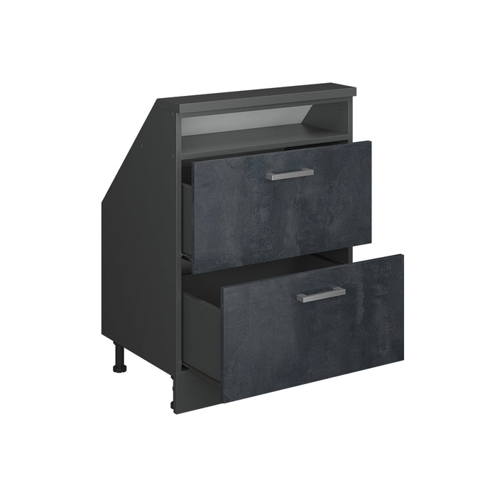 Vicco Mobile cucina sottotetto Calcestruzzo nero/antracite 60 cm con 2 cassetti