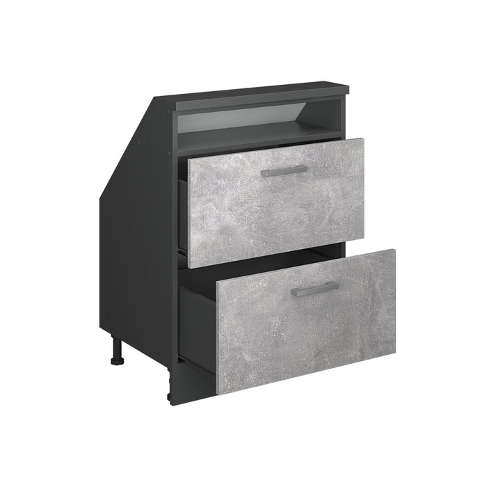 Vicco Mobile sottotetto Calcestruzzo/antracite con 2 cassetti