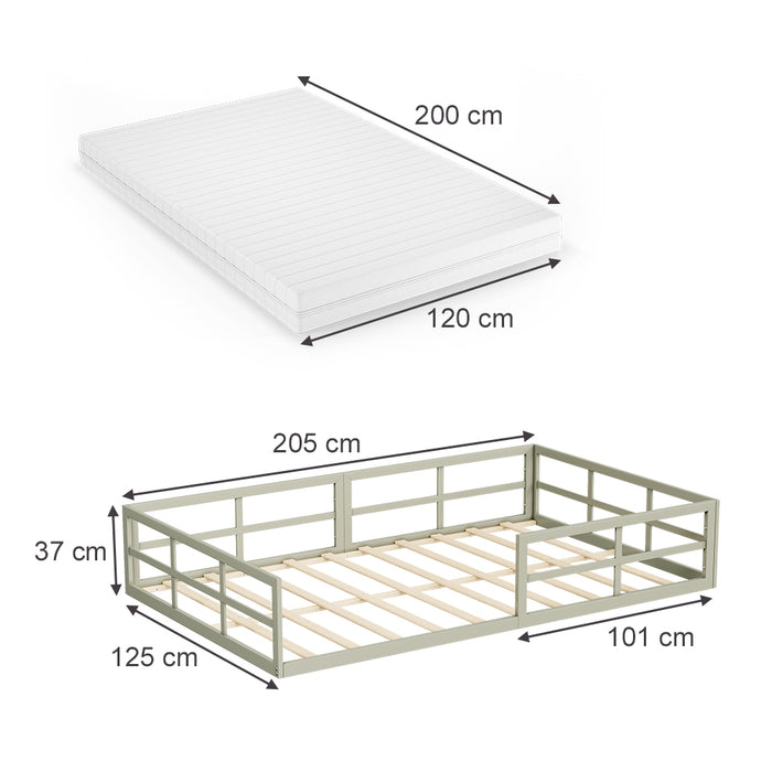 Vitalispa Letto per bambini Grigio 120x200 con materasso