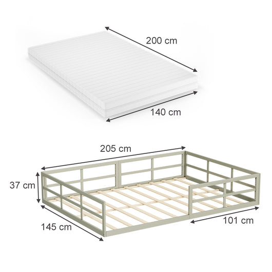 Vitalispa Letto per bambini Grigio 140x200 con materasso