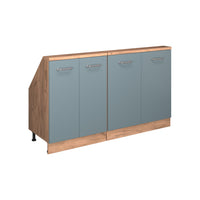 Vicco Mobile cucina sottotetto Rovere blu-grigio/oro 140 cm Set di 2
