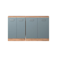 Vicco Mobile cucina sottotetto Rovere blu-grigio/oro 140 cm Set di 2