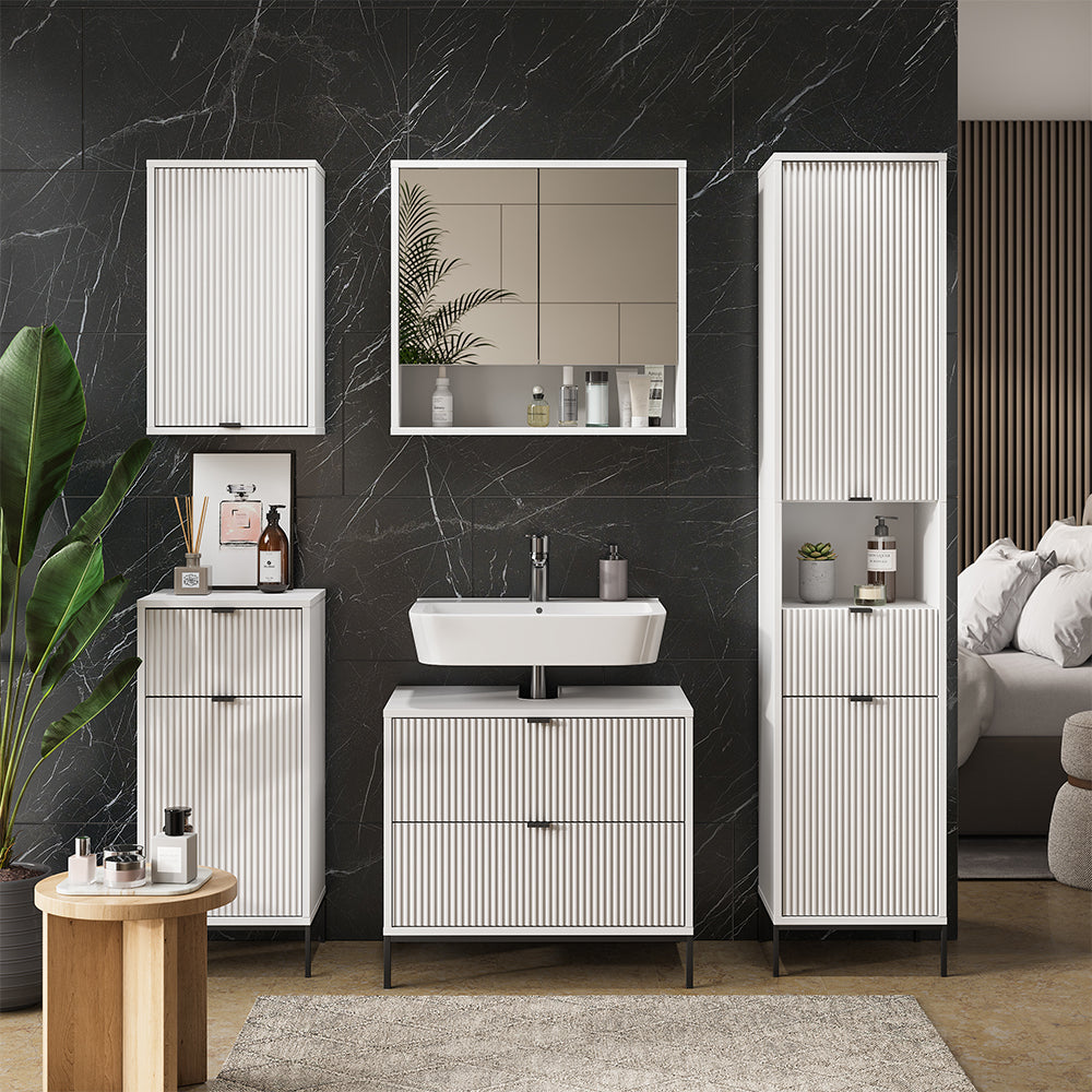 Vicco Mobile sottolavabo per bagno Bianco 70 x 63 cm Con 2 cassetti estraibili
