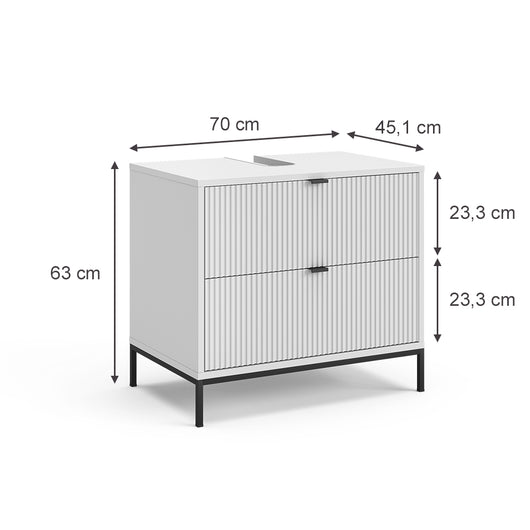 Vicco Mobile sottolavabo per bagno Bianco 70 x 63 cm Con 2 cassetti estraibili